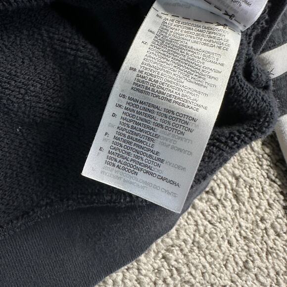 Adidas Originals Hoodie Womens S Black Cropped 3 Stripes Spellout Sweatshirt - Picture 6 of 11